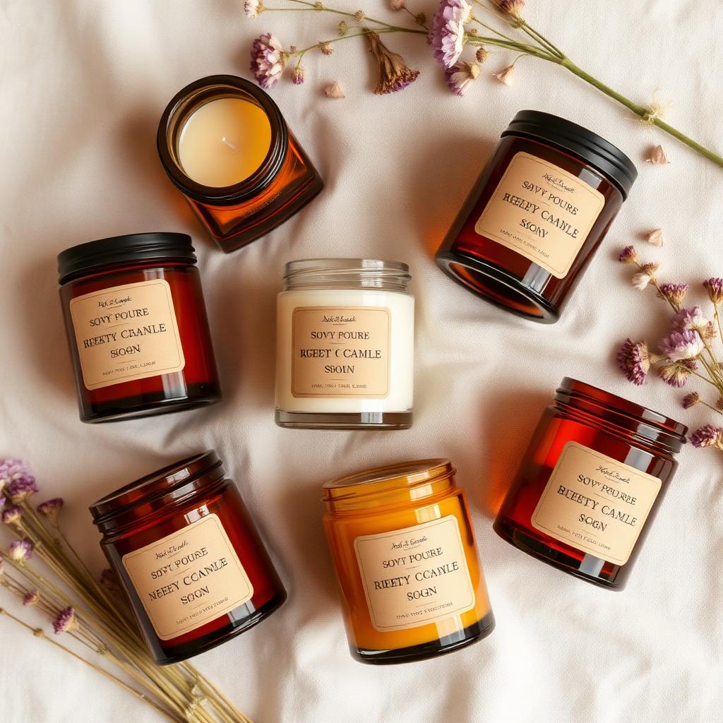 Soy candle flatlay