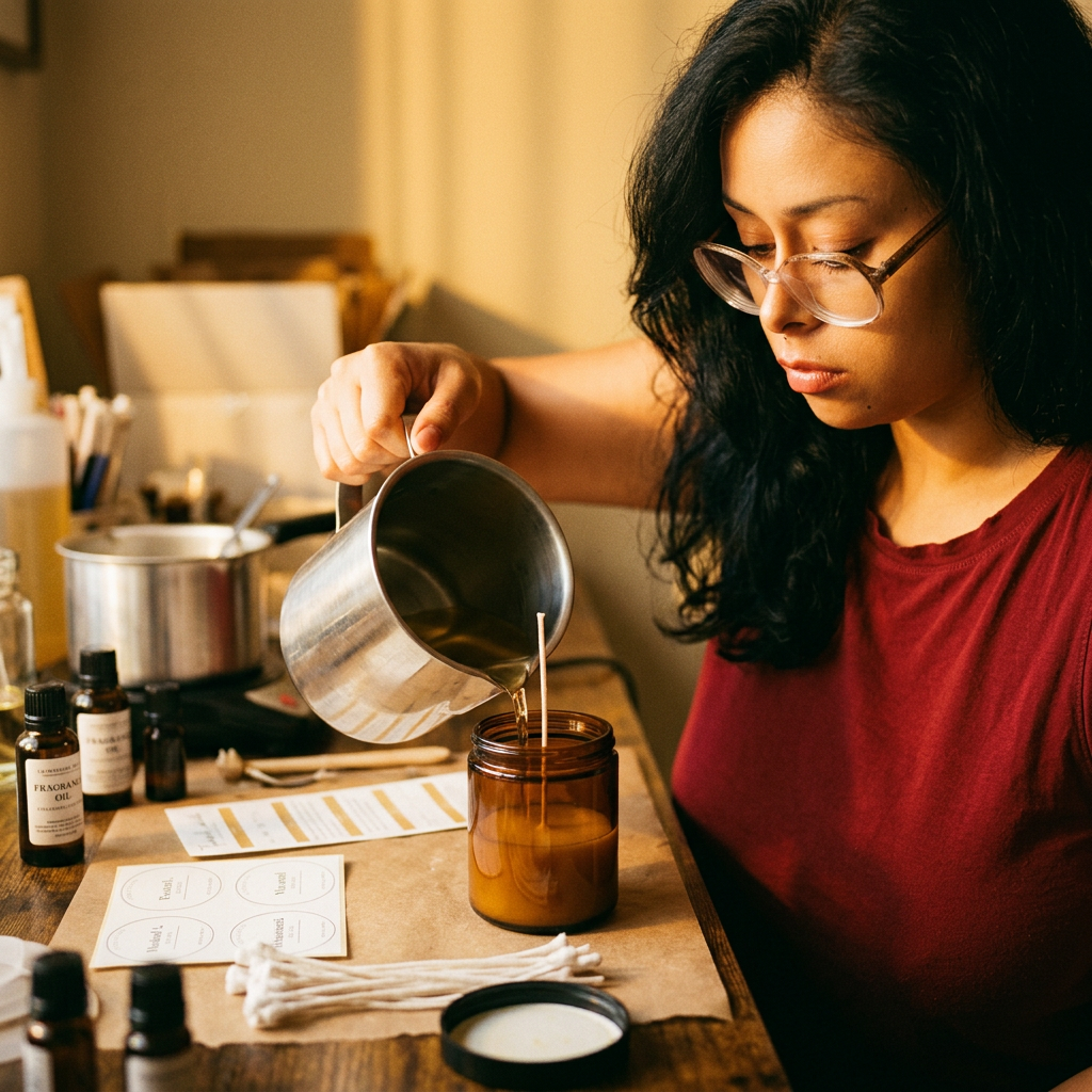 Pouring soy wax